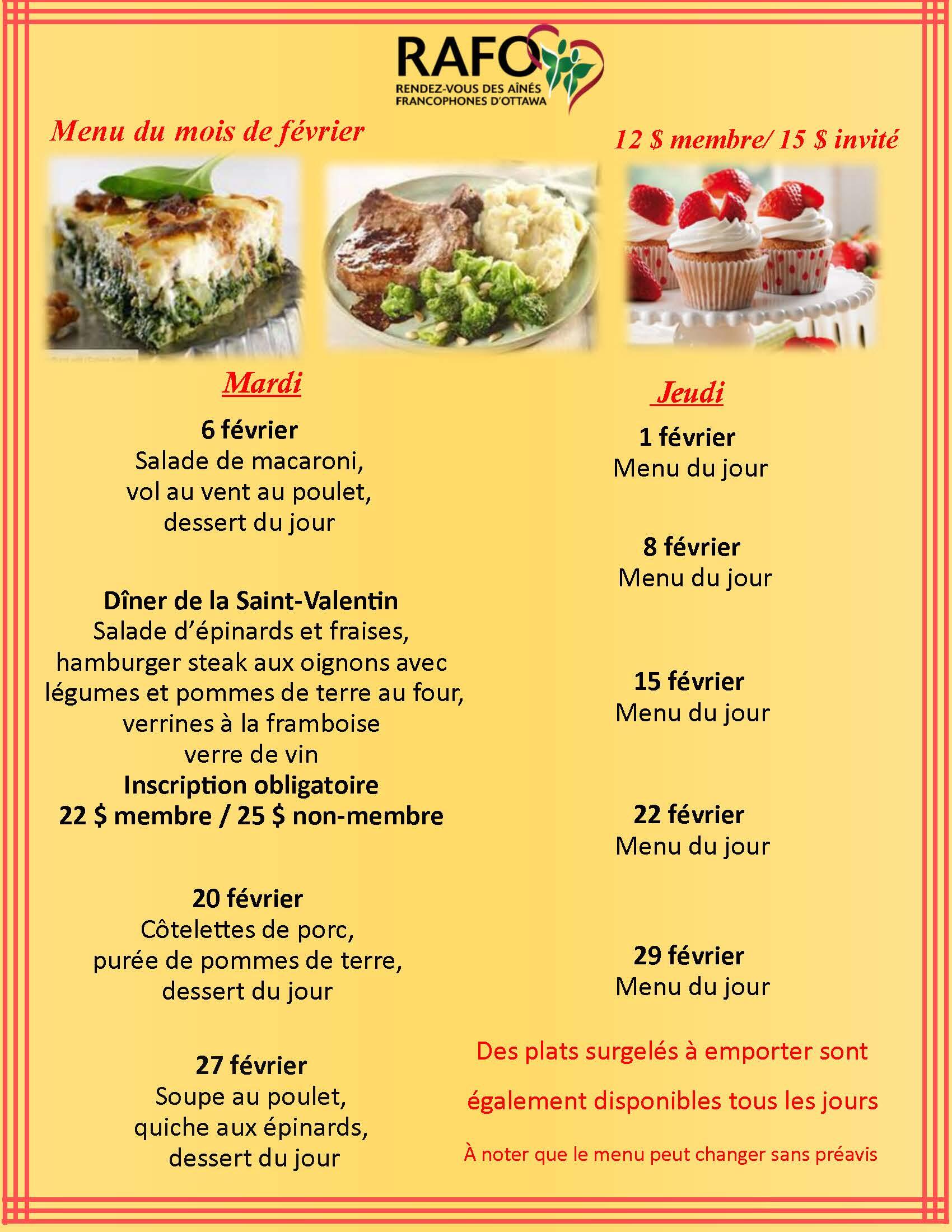 Menu du mois